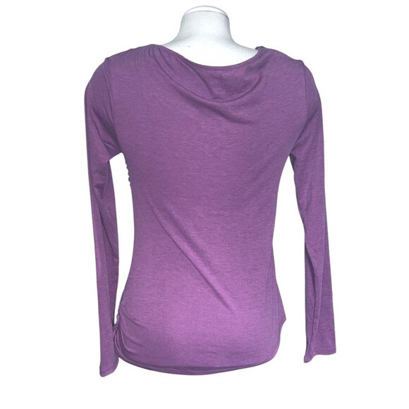 Halara Twisted V Neck Long Sleeve Ruched Skinny Work Top Sz Large Pink Womens - Picture 11 of 12